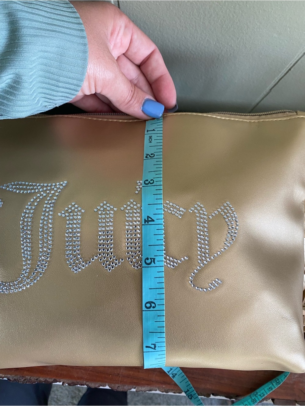 Juicy Couture Gold Rhinestone Fringe Travel Pouch/Large Makeup Bag NWT - Picture 7 of 7